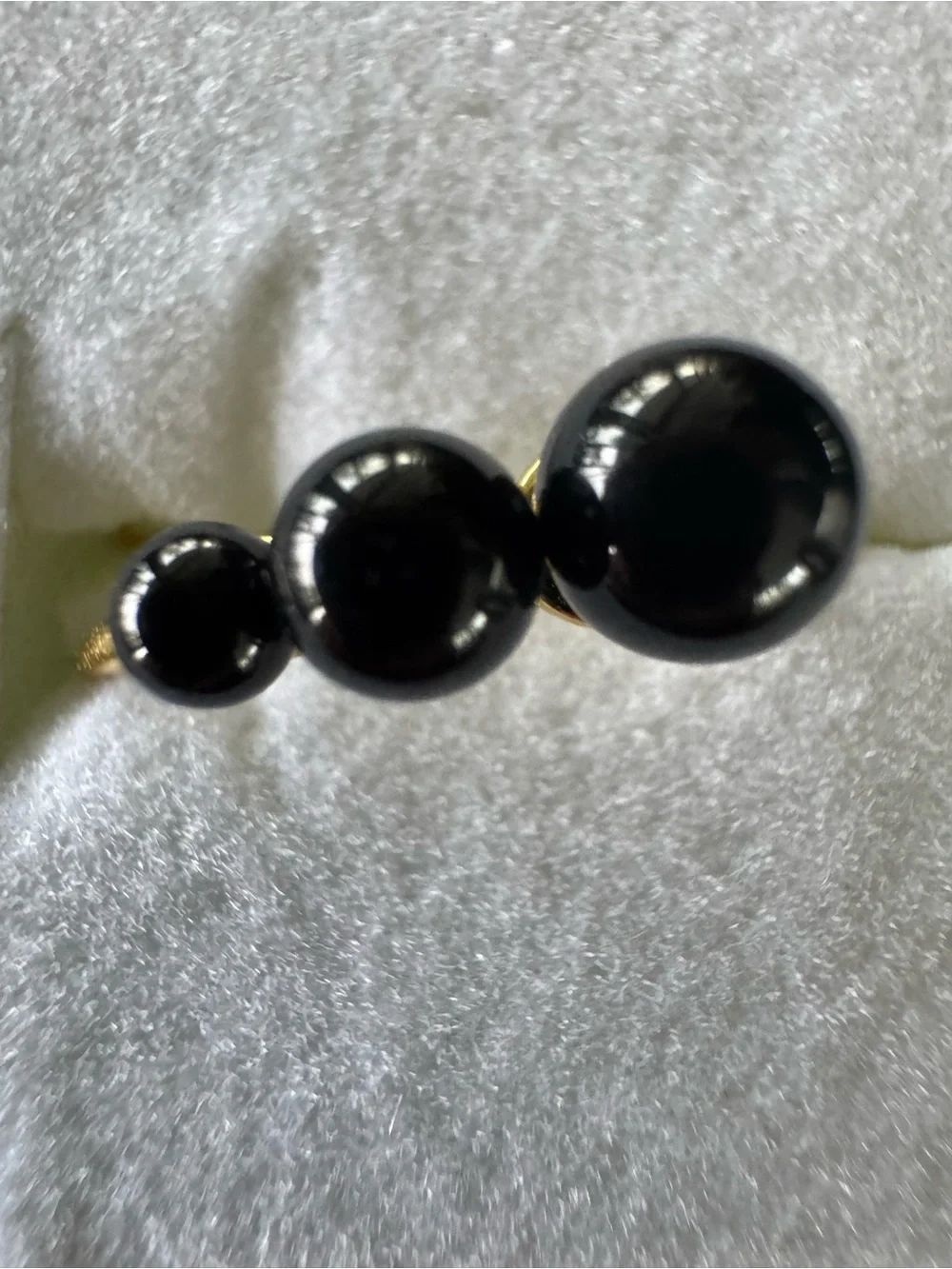 Black & Gold Graduated Bead Adjustable Statement Ring